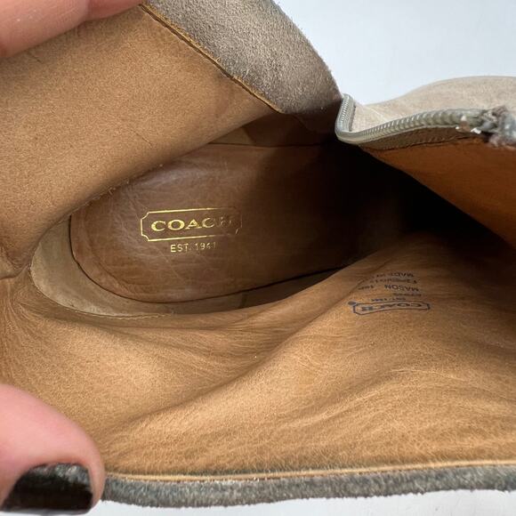 Coach Mason Booties Leather Suede Gray Taupe - Picture 3 of 10